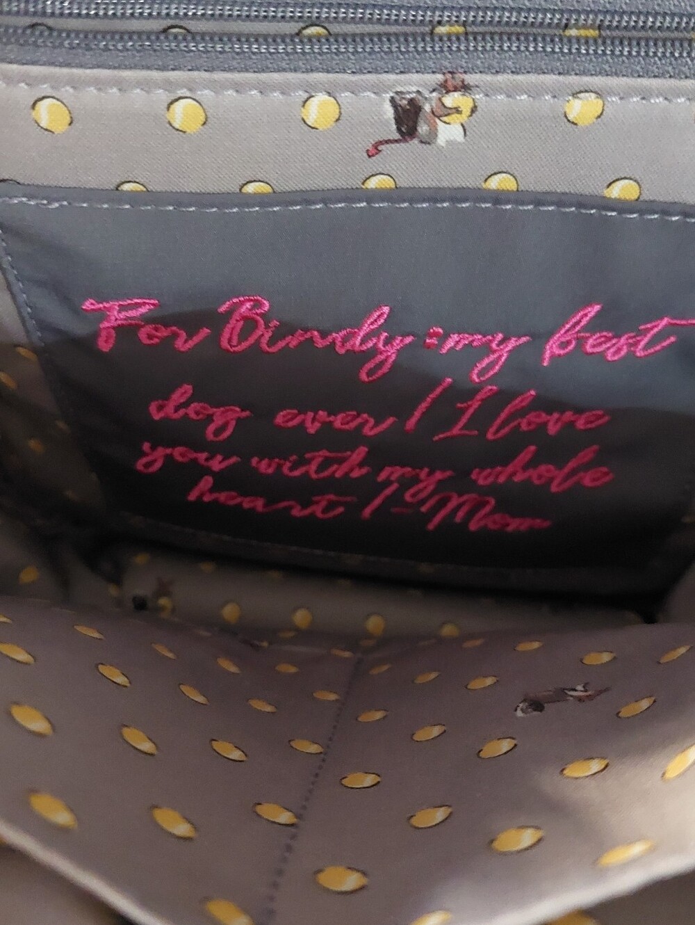 Vera Bradley Gray Quilted Dog Print Backpack - Picture 7 of 10